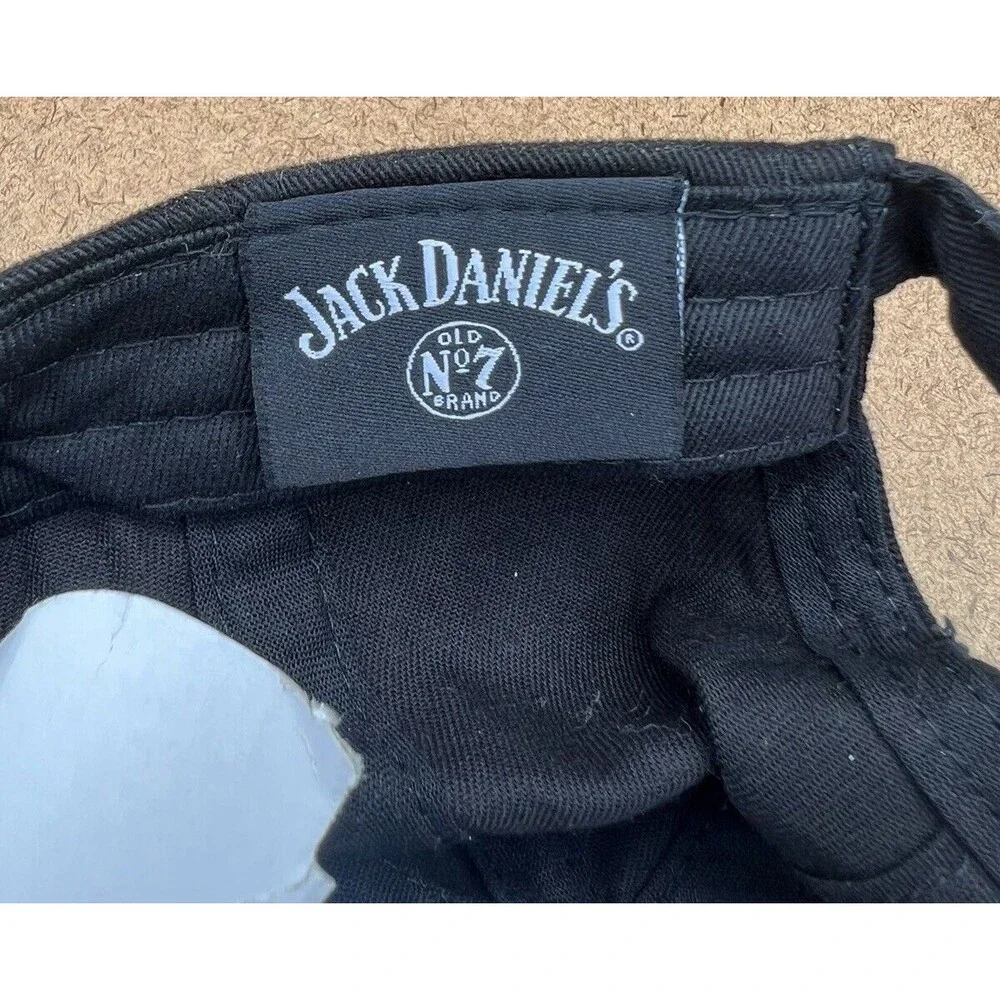 Jack Daniels No.7 Black Cap Hat Light Stitched Lettering  OSFM Adjustable - New